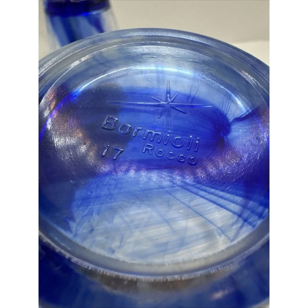 Bormioli Rocco Cobalt Swirl Glass Tumblers Italy (2) Whiskey Rocks glass - Picture 7 of 7